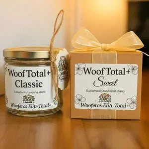 Woof Total+ – Suplemento funcional diario en formato bocado. Classic, Sweet y Senior Woof Natural - Puro & Simple - Obrador canino artesanal para perros felices